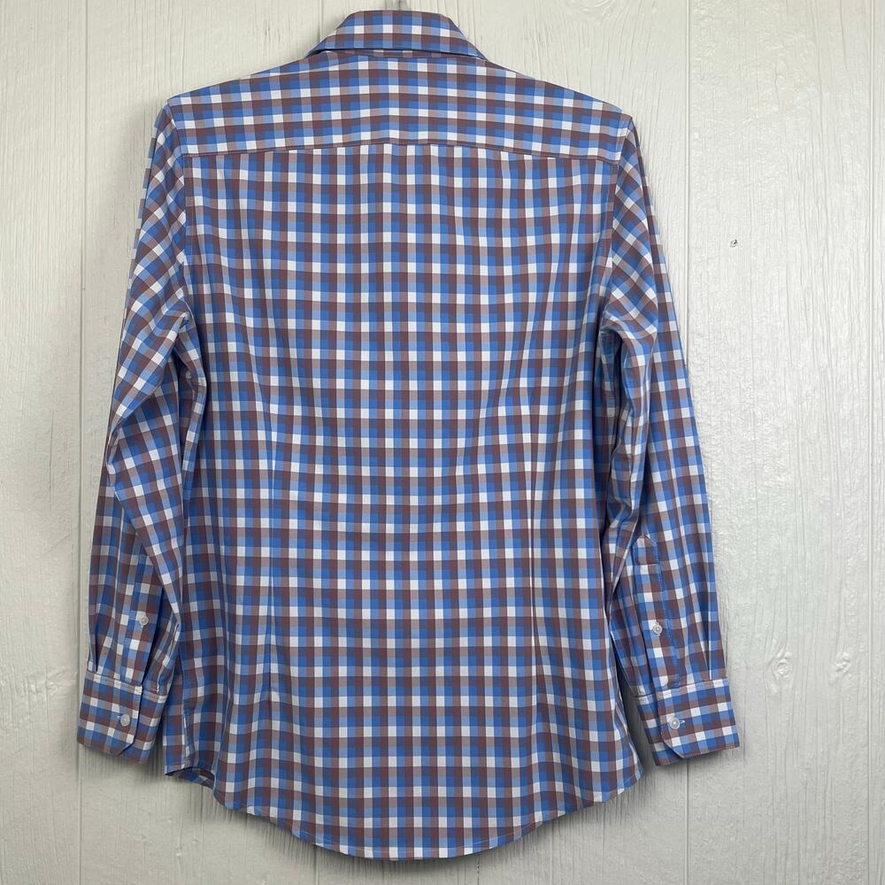 Mizzen+Main Leeward Shirt men’s medium trim, blue check rn 157281 poly/spandex - Picture 4 of 7